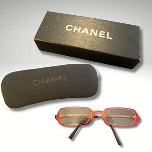 VINTAGE CHANEL | C.141 Eyeglasses | Red Metal Frame | Made In Italy | RARE